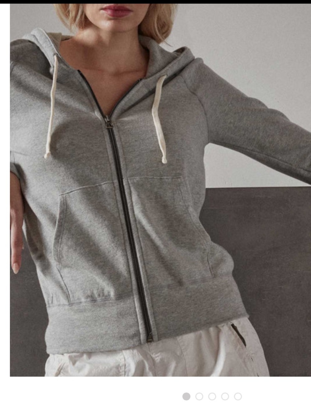 James Perse Light Gray Vintage French Terry Zip Hoodie